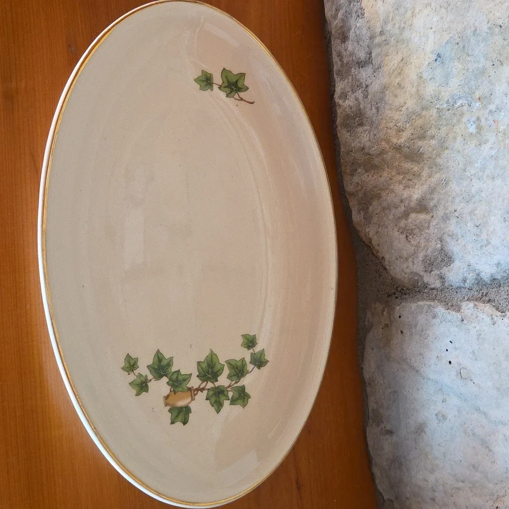 Greenbrier Green Ivy Gravy Boat & Underplate Paden City Pottery Mid-Century MCM